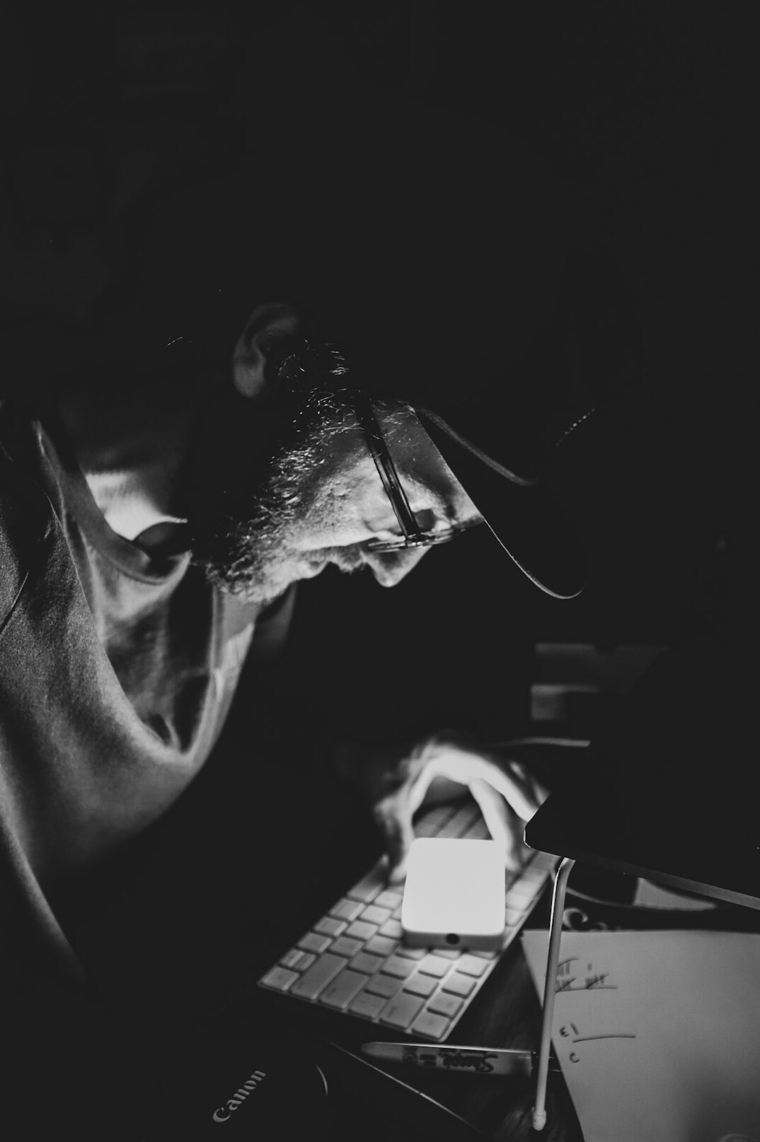 mysterious silhouette at desk